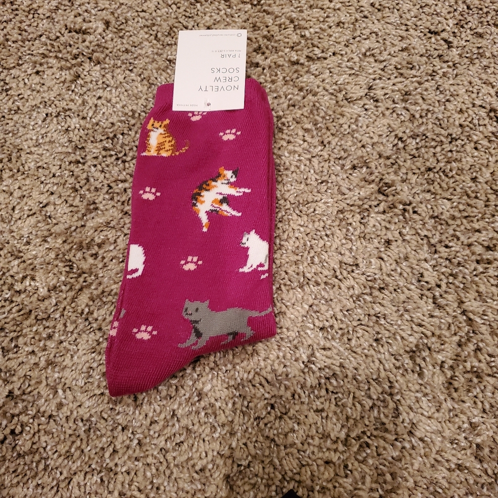Novelty Crew Socks with Cats